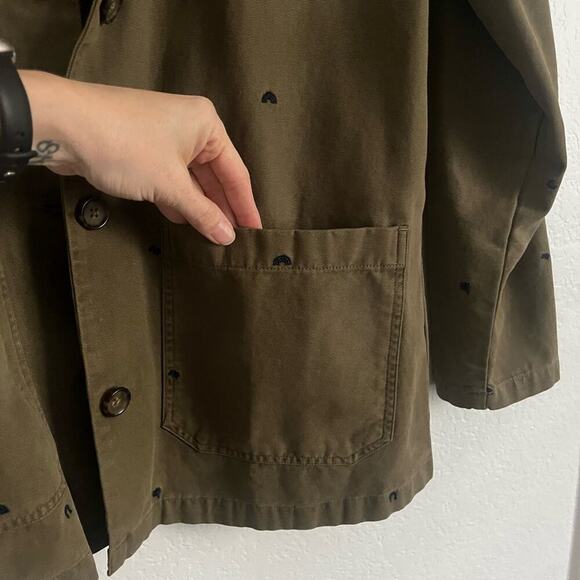 Marine Layer Gracey Embroidered Chore Coat Cotton Jacket Military Olive Green S - Picture 9 of 9